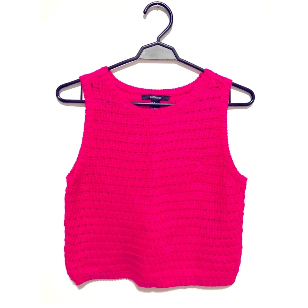 Fuschia knitted Crop Top Cami